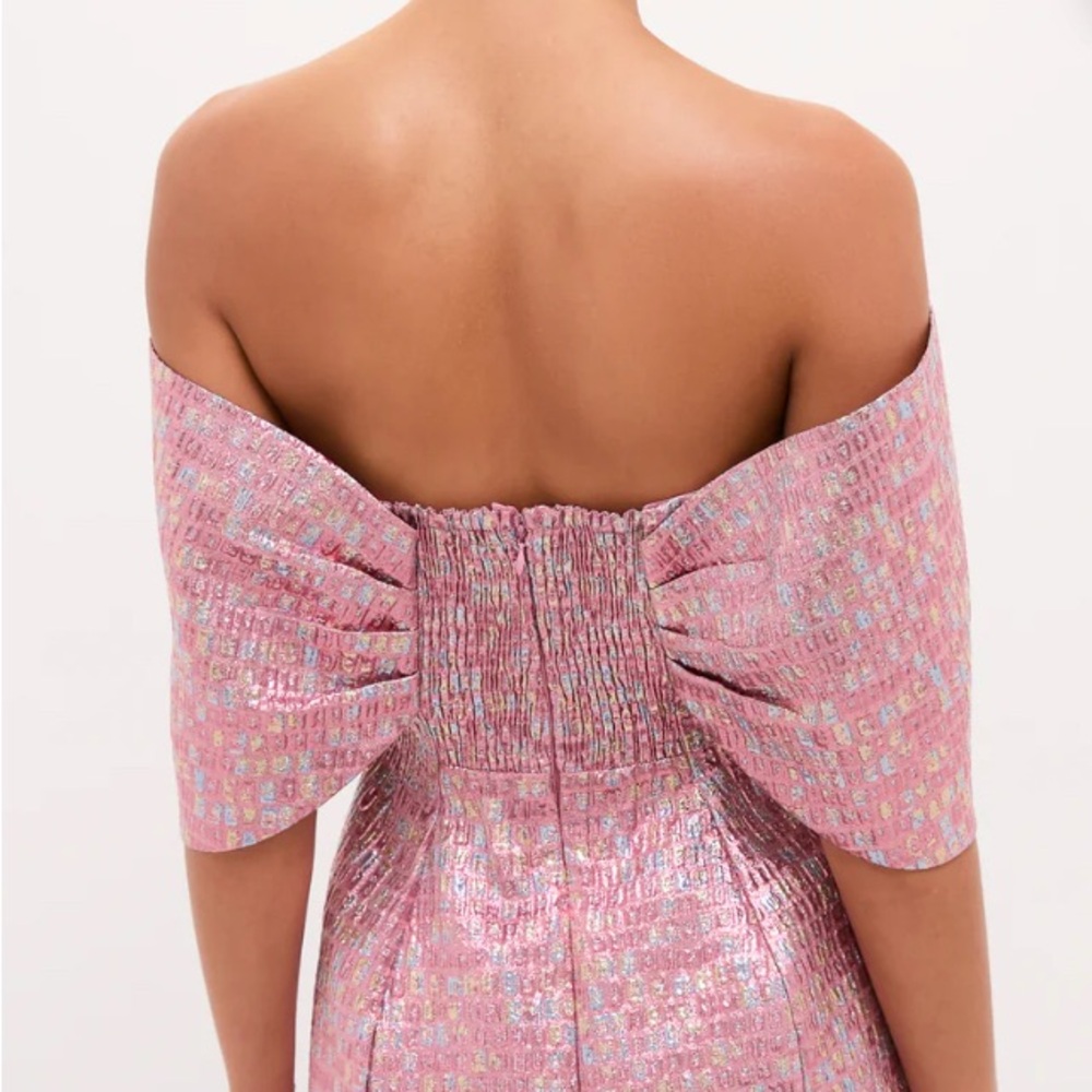 Tuckernuck-Off-Shoulder Pink Sparkle Cocktail Dress - Picture 2 of 3